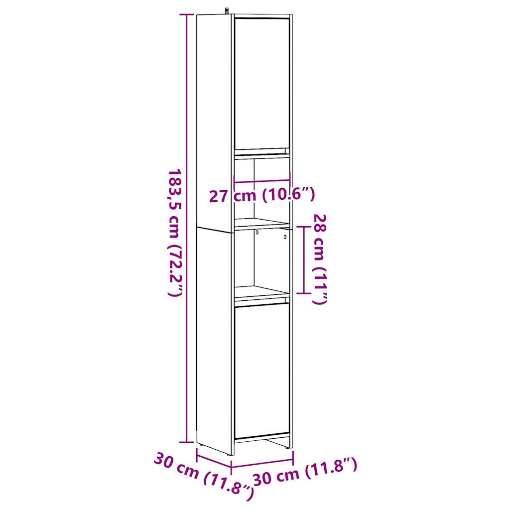 Meuble de salle de bain gris béton 30x30x183,5 cm en bois