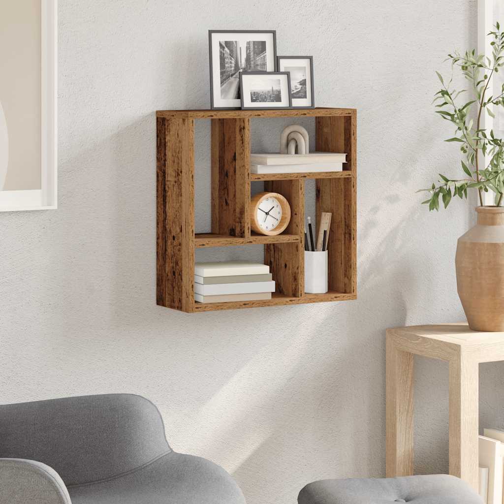 Étagère murale aspect bois de récupération 45x16x45 cm en bois