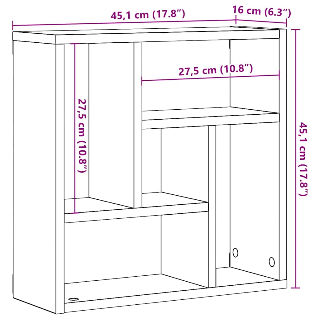 Étagère murale aspect bois de récupération 45x16x45 cm en bois