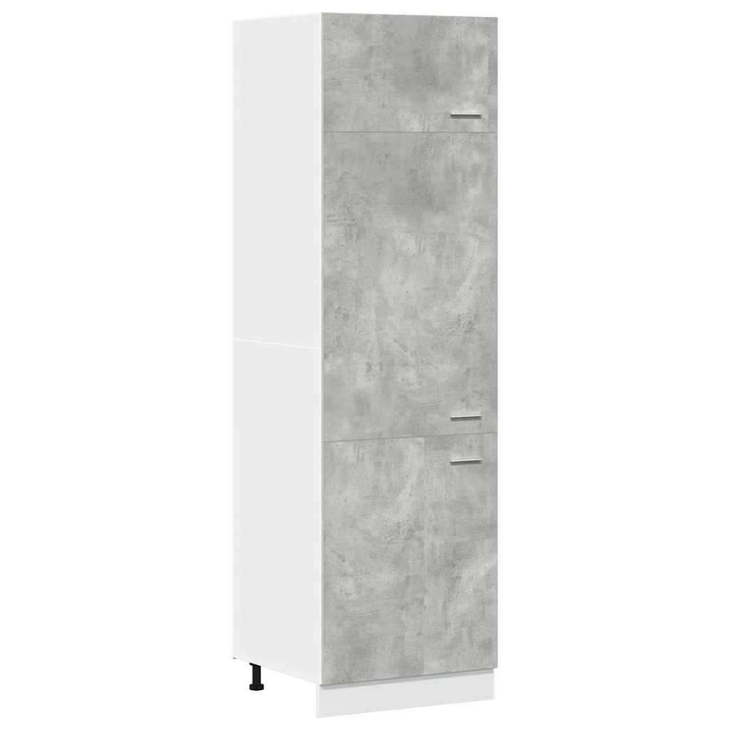Meuble de rangement pour réfrigérateur Lyon gris béton 60x57x207 cm matériau bois