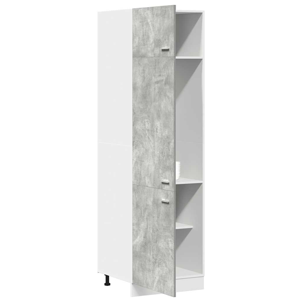 Meuble de rangement pour réfrigérateur Lyon gris béton 60x57x207 cm matériau bois