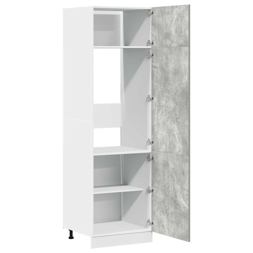 Meuble de rangement pour réfrigérateur Lyon gris béton 60x57x207 cm matériau bois
