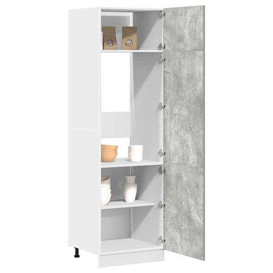 Meuble de rangement pour réfrigérateur Lyon gris béton 60x57x207 cm matériau bois