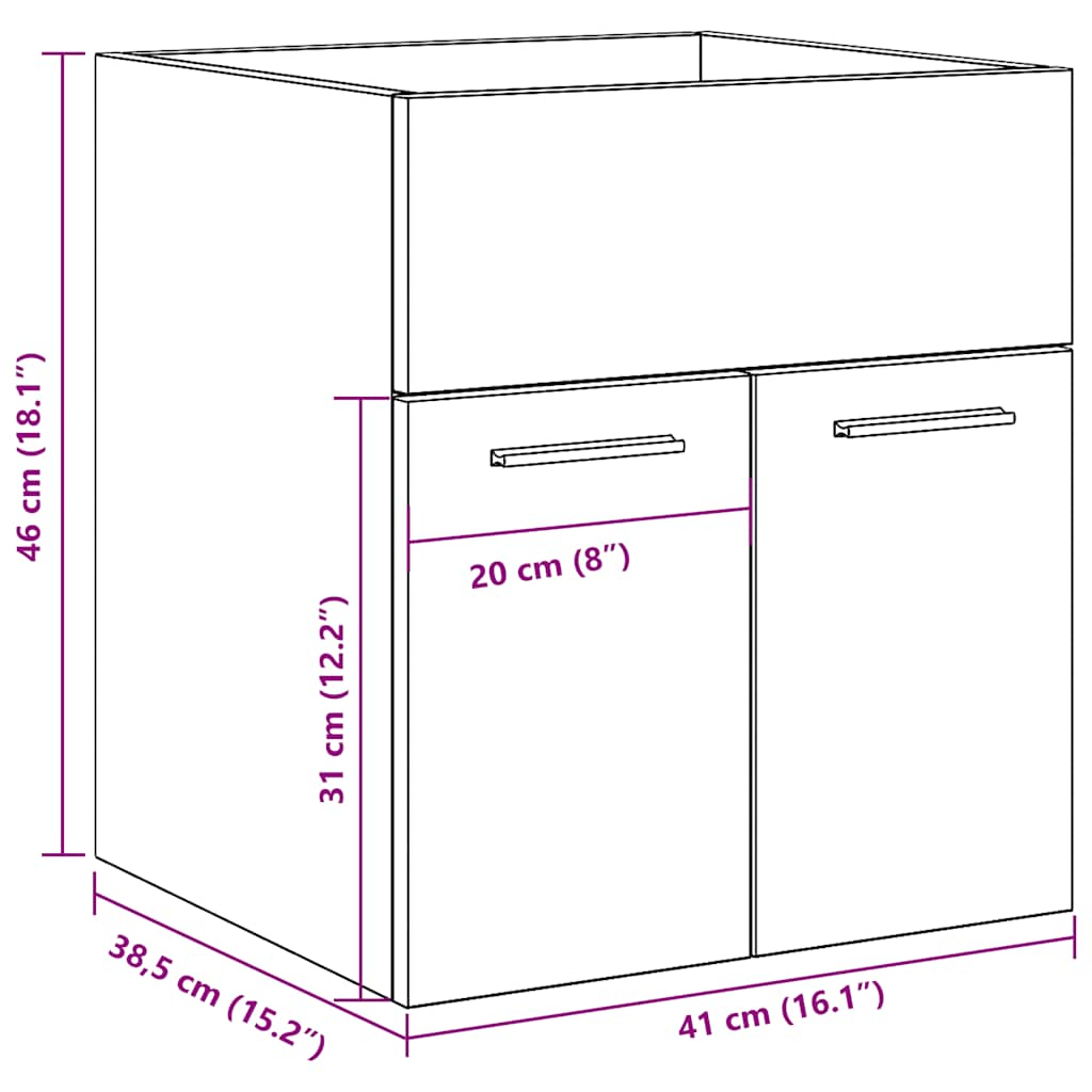 Waschbeckenschrank Altholz-Optik 41x38,5x46 Holzwerkstoff