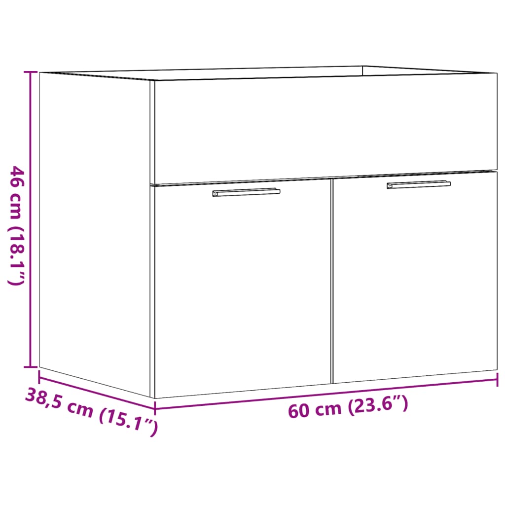 Meuble vasque chêne Sonoma 60x38,5x46cm matière bois