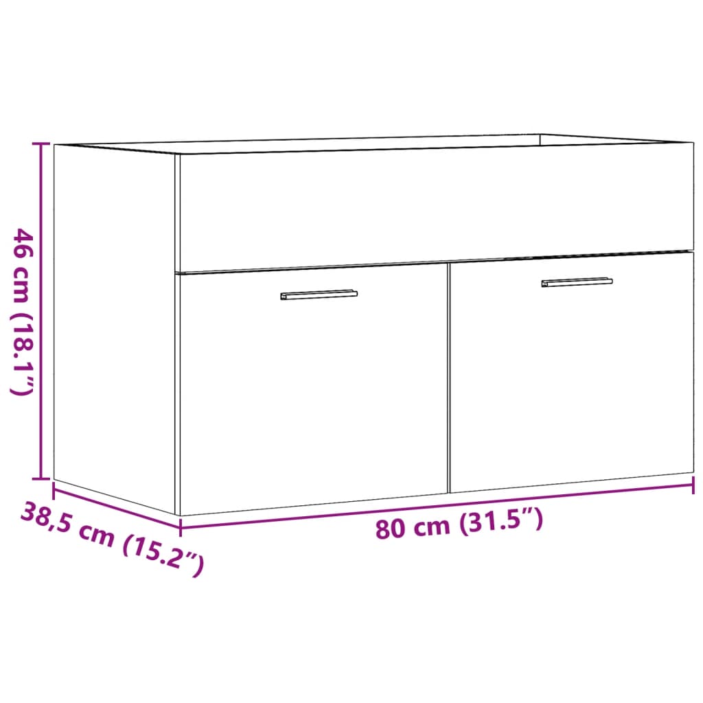 Meuble vasque chêne Sonoma 80x38,5x46cm matière bois