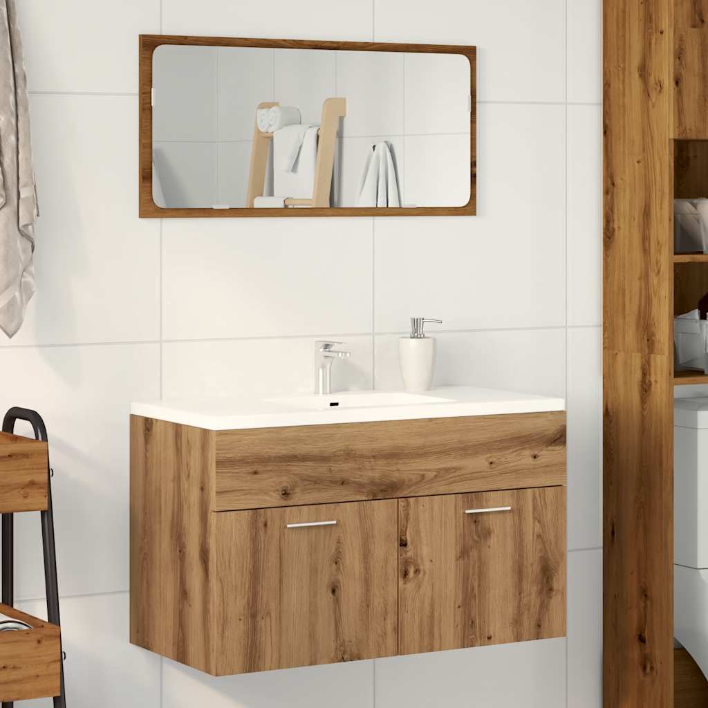 Meuble lavabo artisanal en chêne 80x38,5x46 en matériau bois