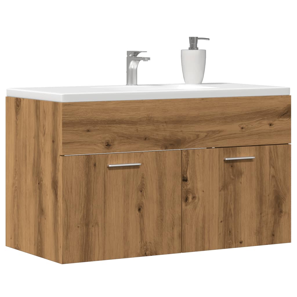 Meuble lavabo artisanal en chêne 80x38,5x46 en matériau bois