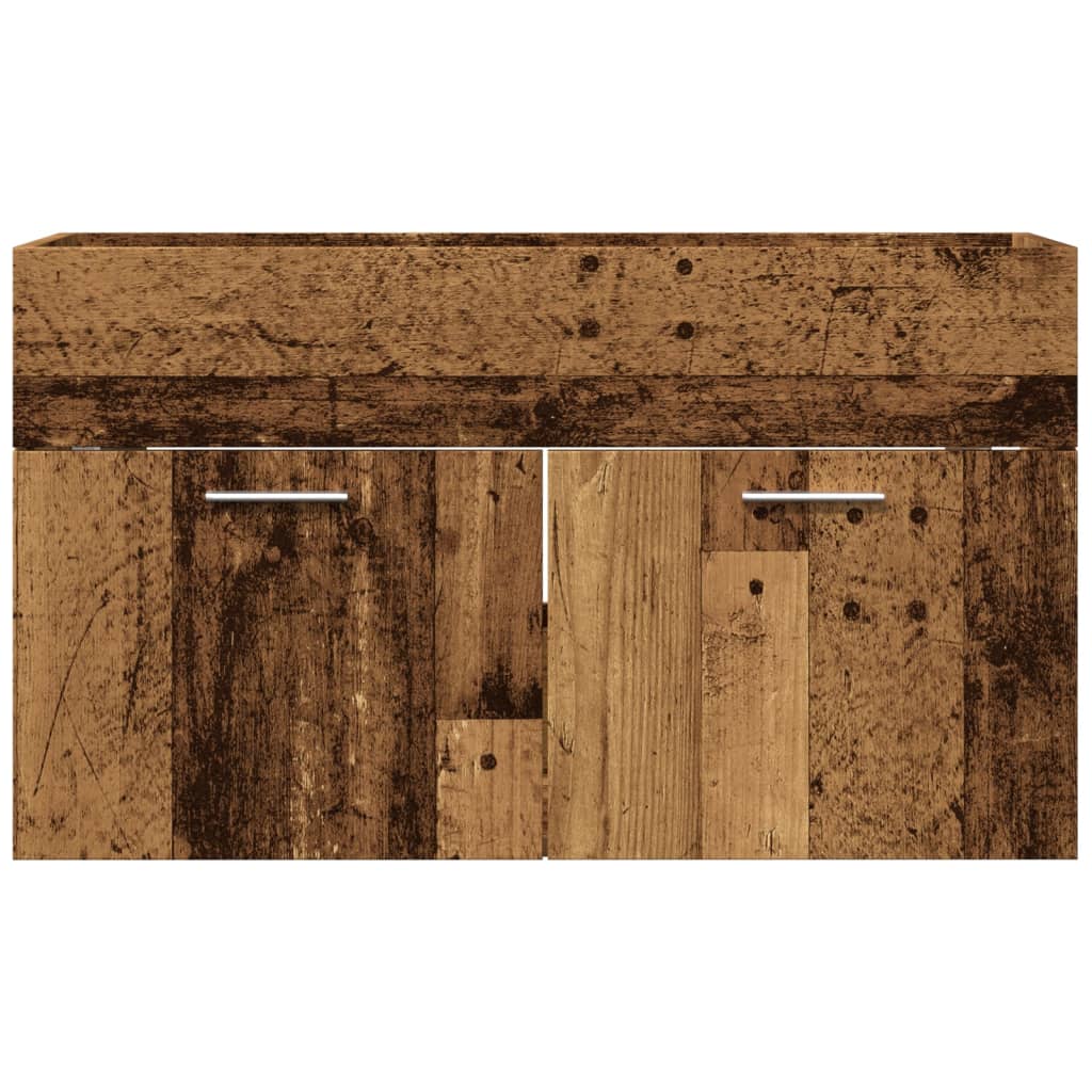 Meuble sous évier aspect bois de récupération 90x38,5x46 en matériau bois