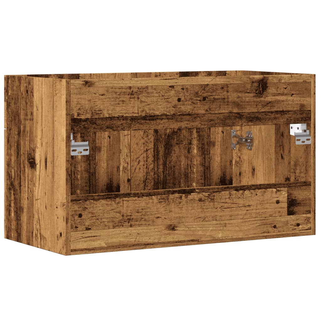 Meuble sous évier aspect bois de récupération 90x38,5x46 en matériau bois