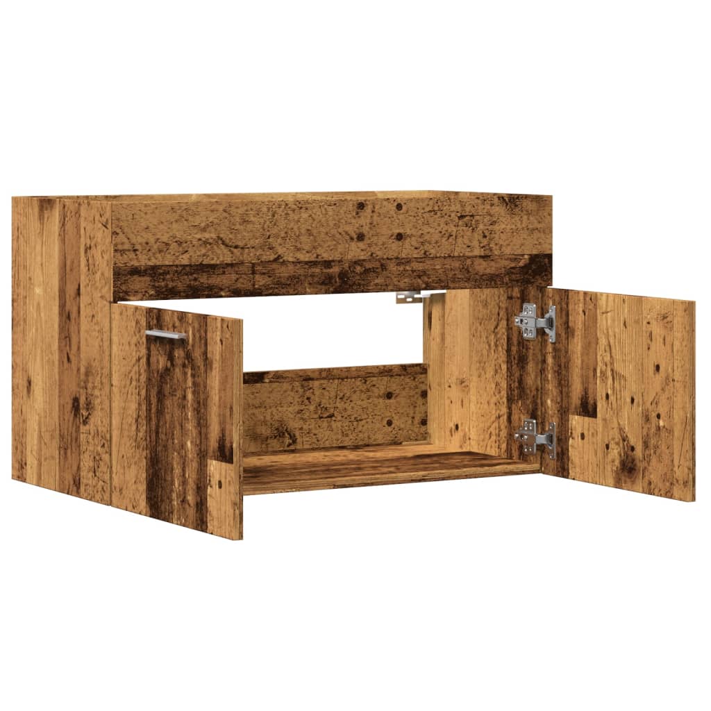 Meuble sous évier aspect bois de récupération 90x38,5x46 en matériau bois