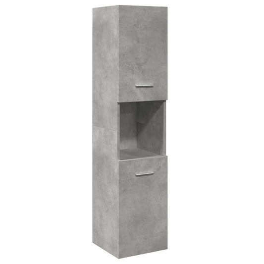 Armoire murale de salle de bain gris béton 30x30x130 cm en bois