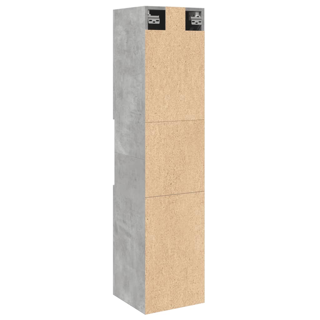 Armoire murale de salle de bain gris béton 30x30x130 cm en bois