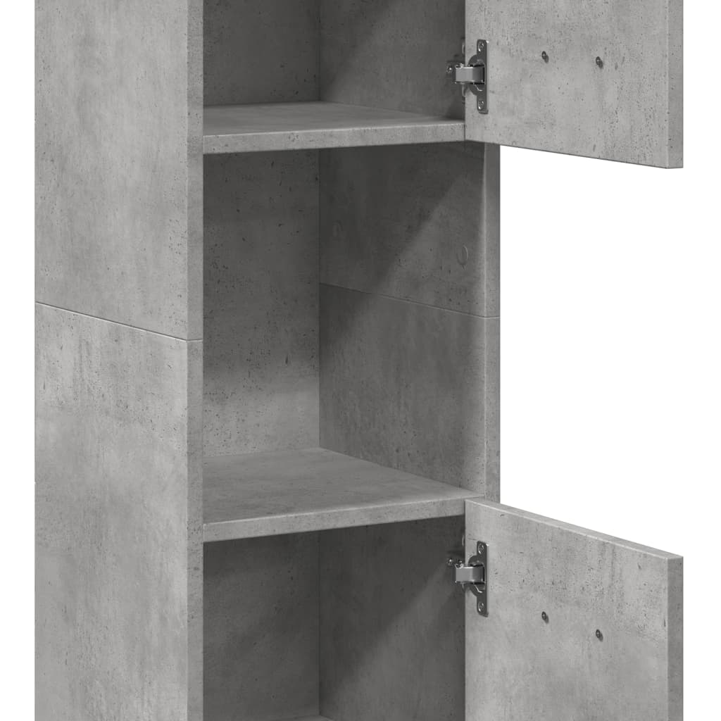 Bad-Hängeschrank Betongrau 30x30x130 cm Holzwerkstoff