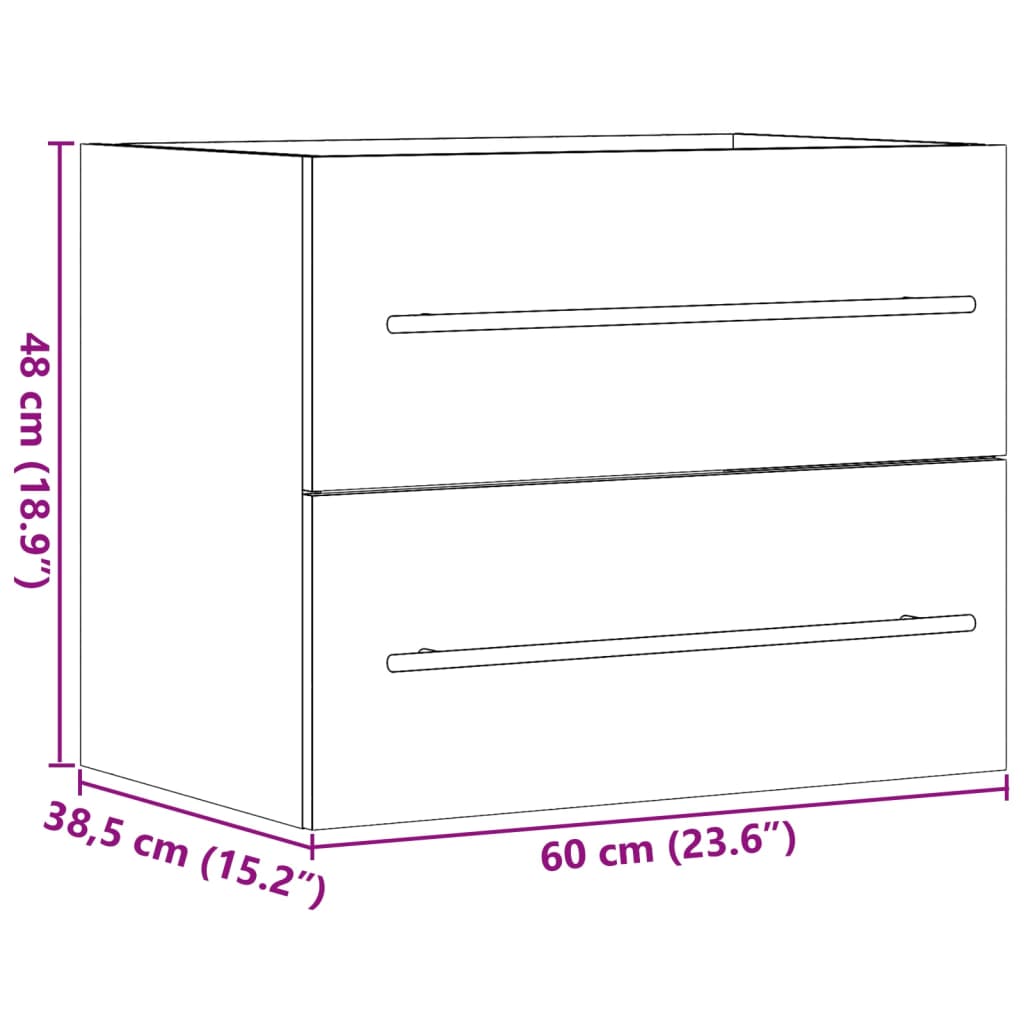 Meuble vasque chêne Sonoma 60x38,5x48cm matière bois