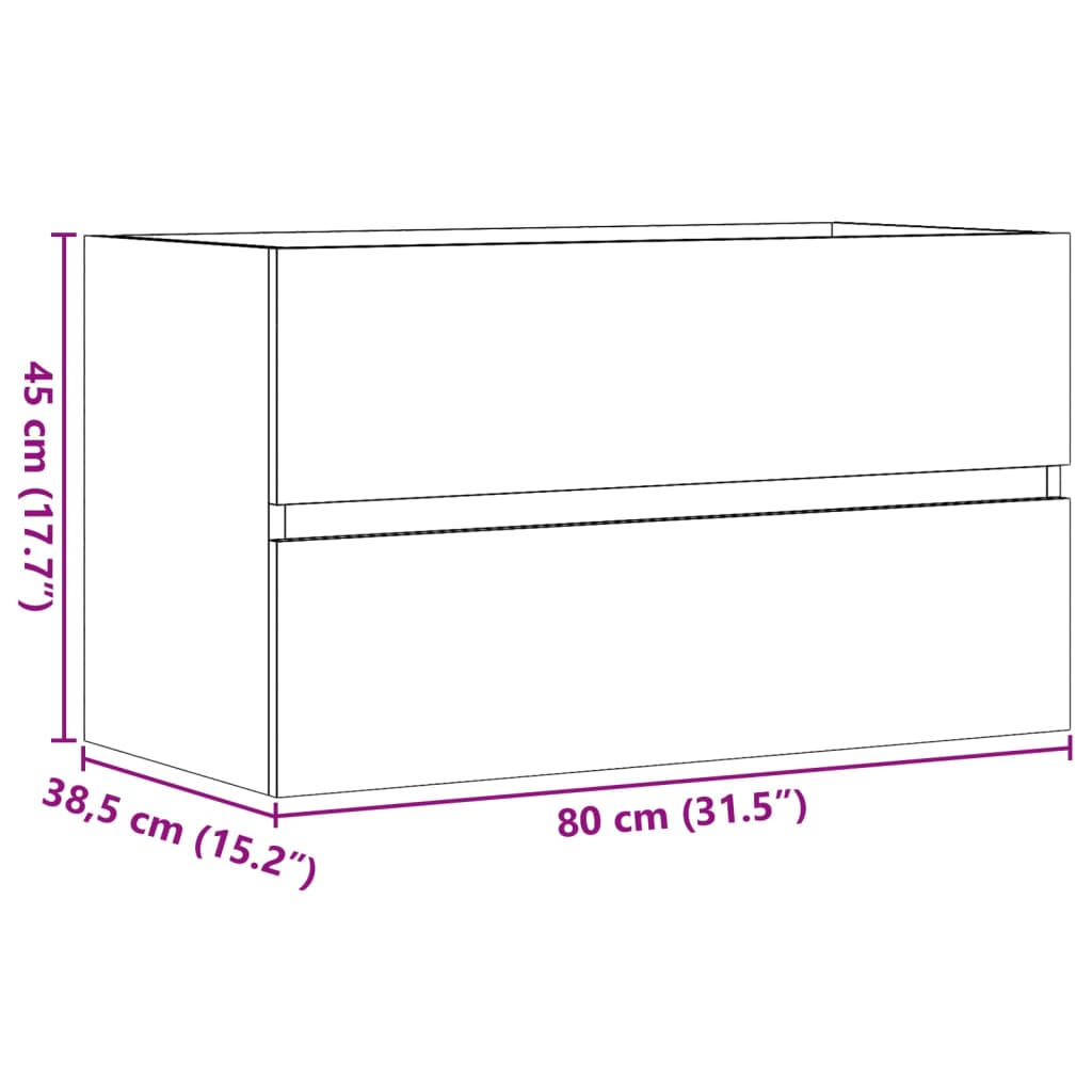 Armoire murale de salle de bain gris béton 80x38,5x45 cm en bois