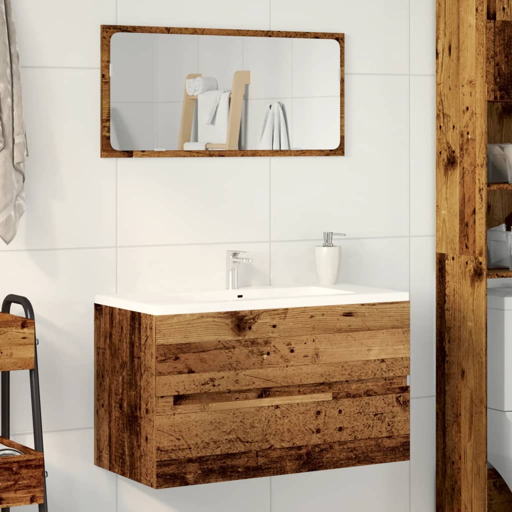 Armoire murale de salle de bain aspect bois de récupération 80x38,5x45 cm en matériau bois