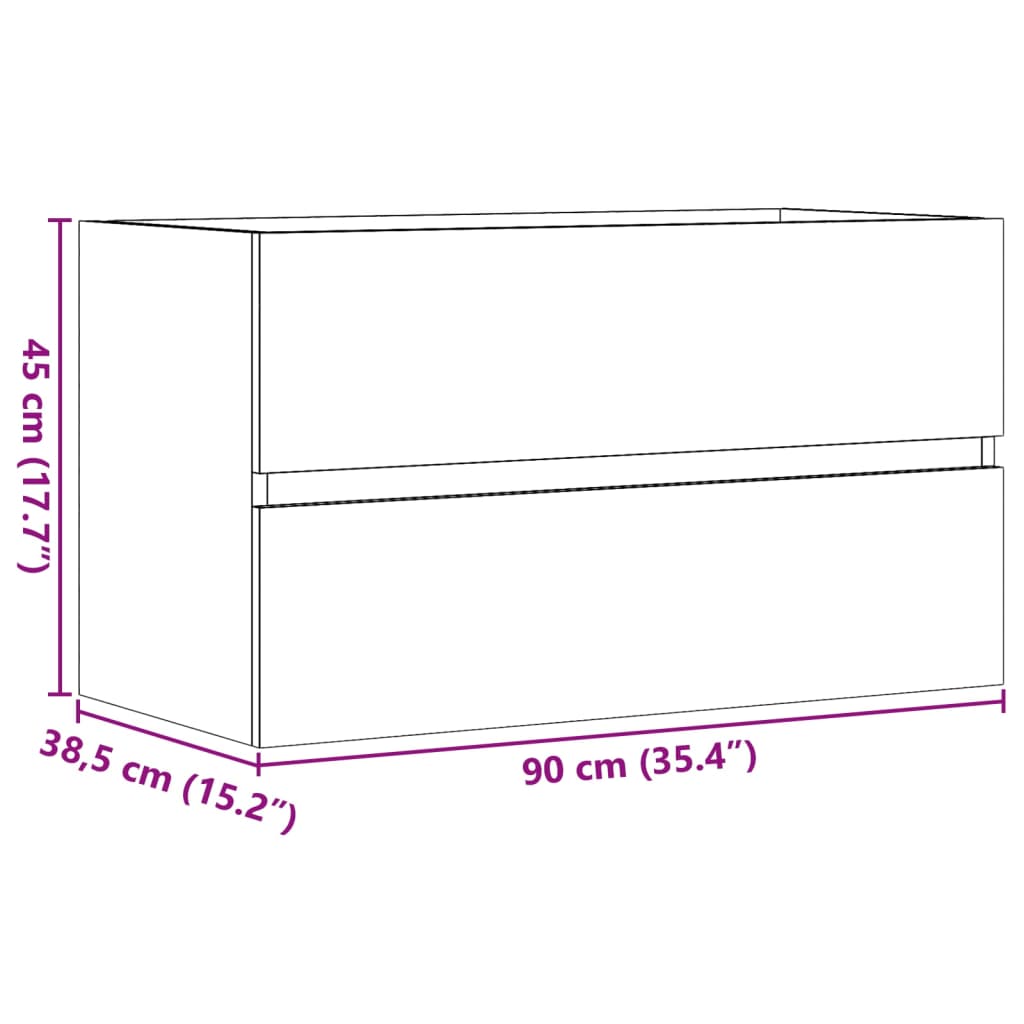 Meuble sous évier gris béton 90x38,5x45 cm en bois