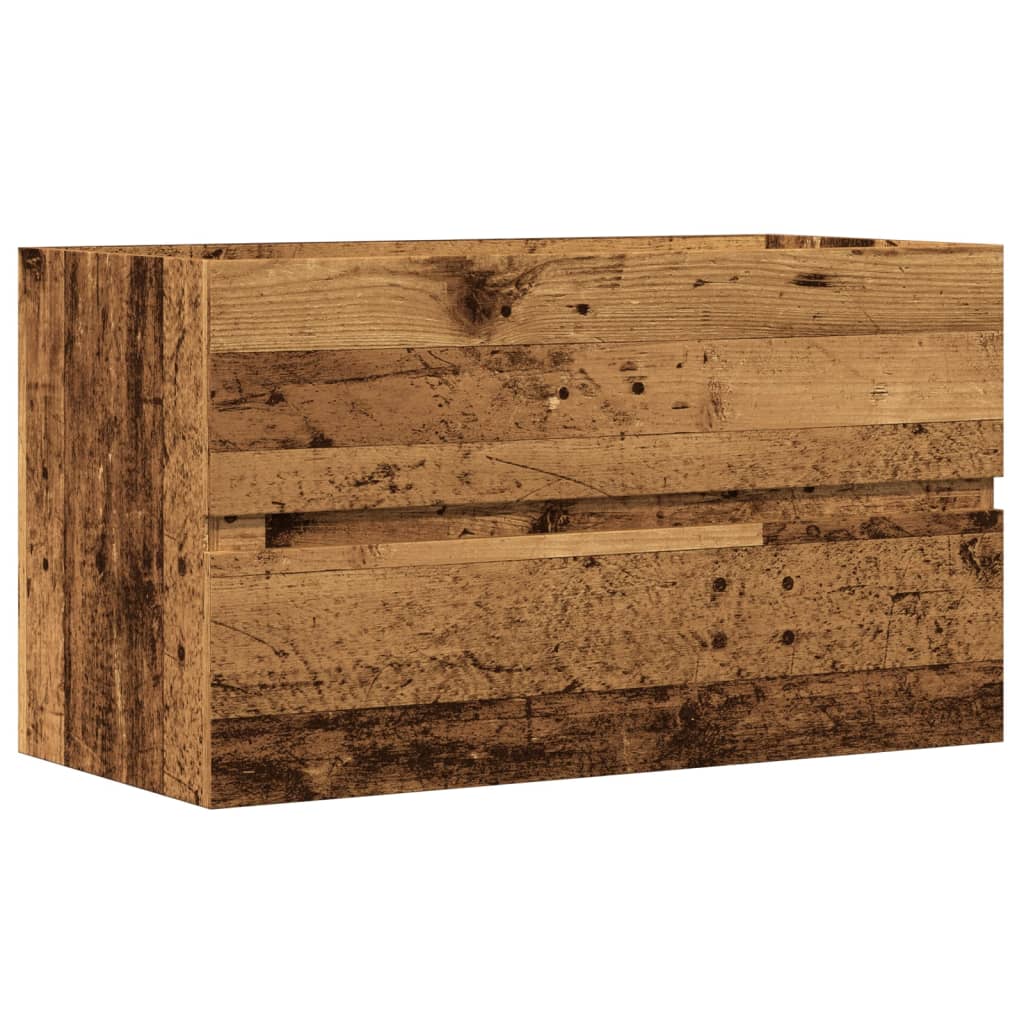 Meuble sous évier aspect bois de récupération 90x38,5x45 en matériau bois