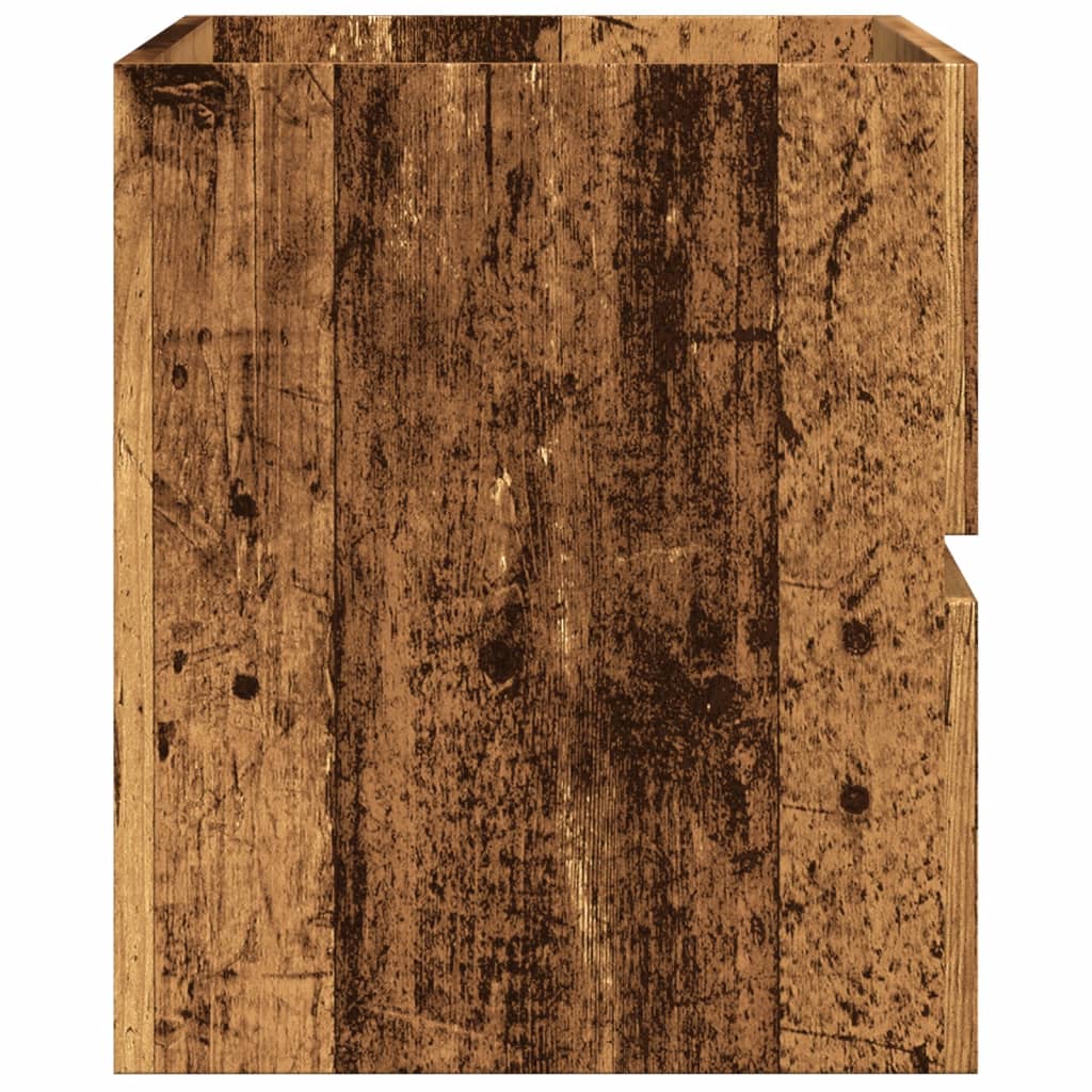 Meuble sous évier aspect bois de récupération 90x38,5x45 en matériau bois