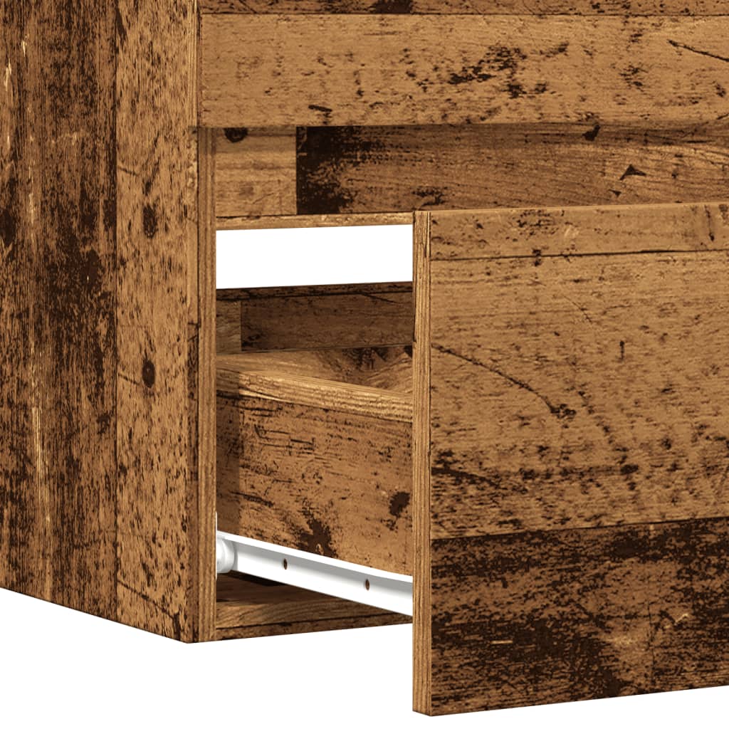 Meuble sous évier aspect bois de récupération 90x38,5x45 en matériau bois