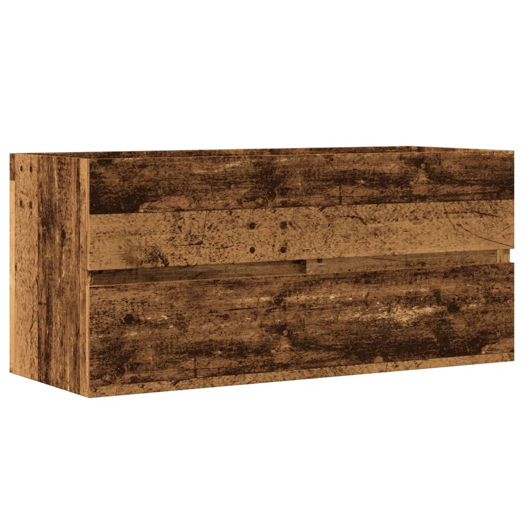 Meuble lavabo aspect bois de récupération 100x38,5x45 cm en matériau bois