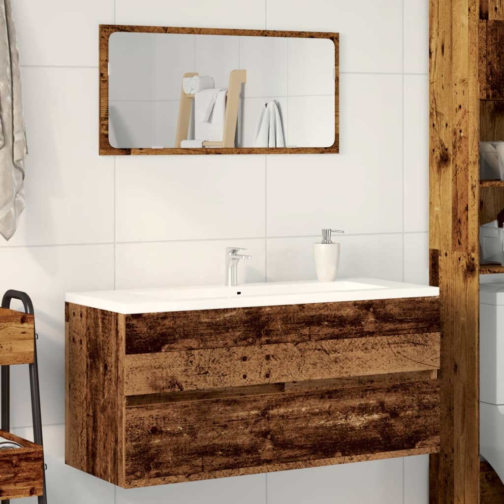 Meuble lavabo aspect bois de récupération 100x38,5x45 cm en matériau bois