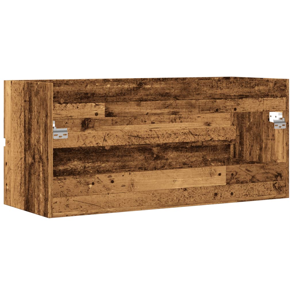 Meuble lavabo aspect bois de récupération 100x38,5x45 cm en matériau bois