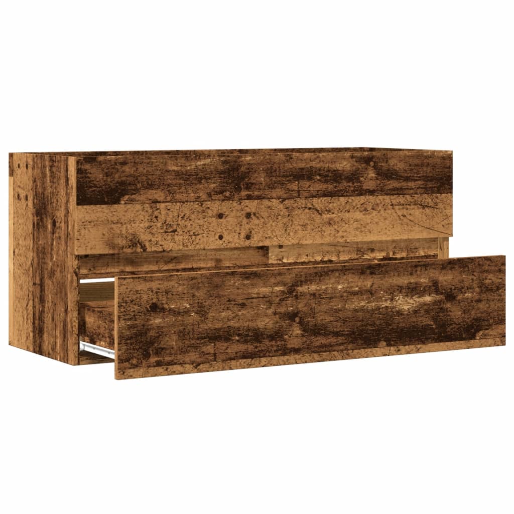 Meuble lavabo aspect bois de récupération 100x38,5x45 cm en matériau bois