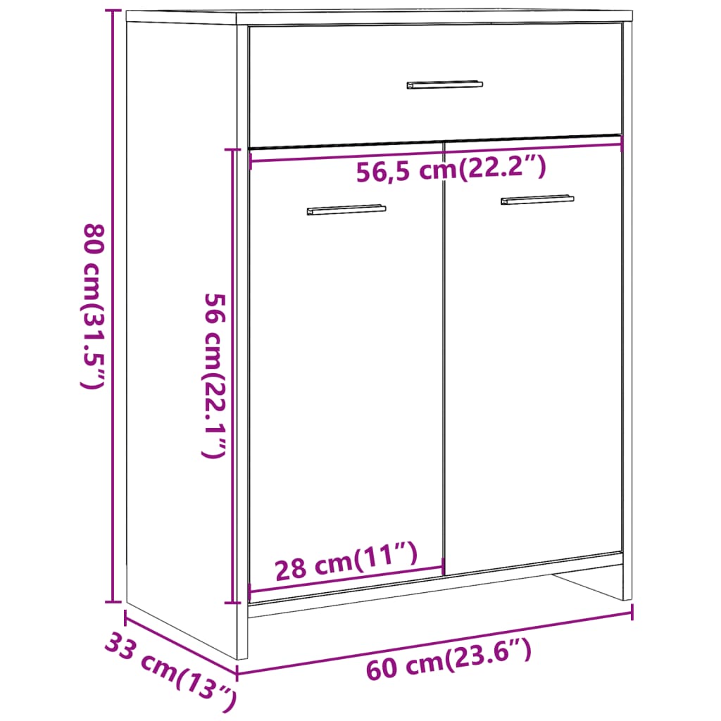 Meuble de salle de bain gris béton 60x33x80 cm en bois