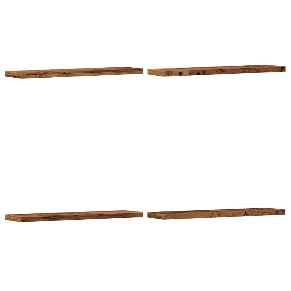 Wall shelves 4 pcs. Old wood look 40x10x1.5 cm wood material