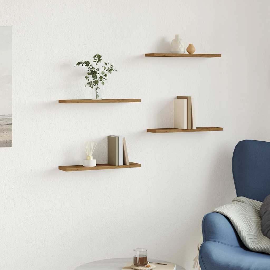 Wall shelves 4 pcs. Artisan oak 40x20x1.5 cm wood material