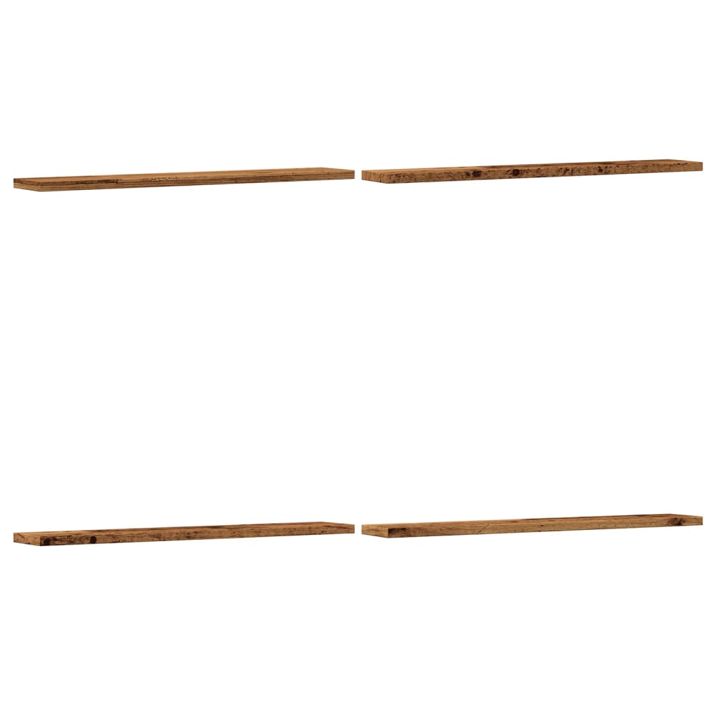 Wall shelves 4 pcs. Old wood look 60x20x1.5 cm wood material