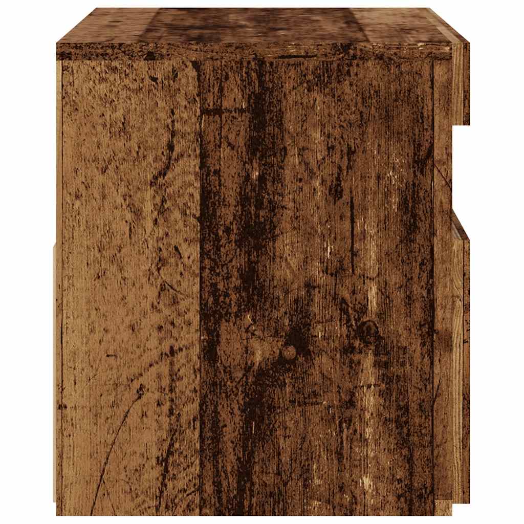 Meuble TV avec éclairage LED, aspect bois récupéré, 60x35x40 cm