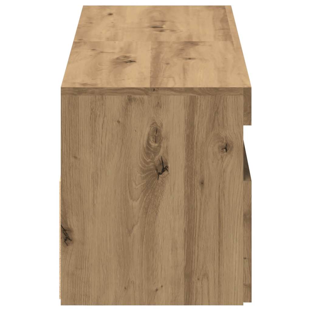 Meubles TV avec lumières LED 2 pièces en bois de chêne artisanal.