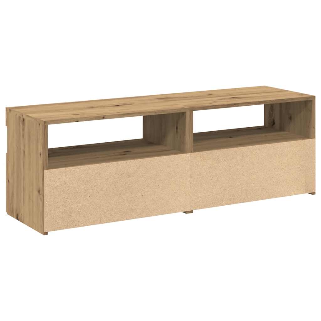 Meubles TV avec lumières LED 2 pièces en bois de chêne artisanal.