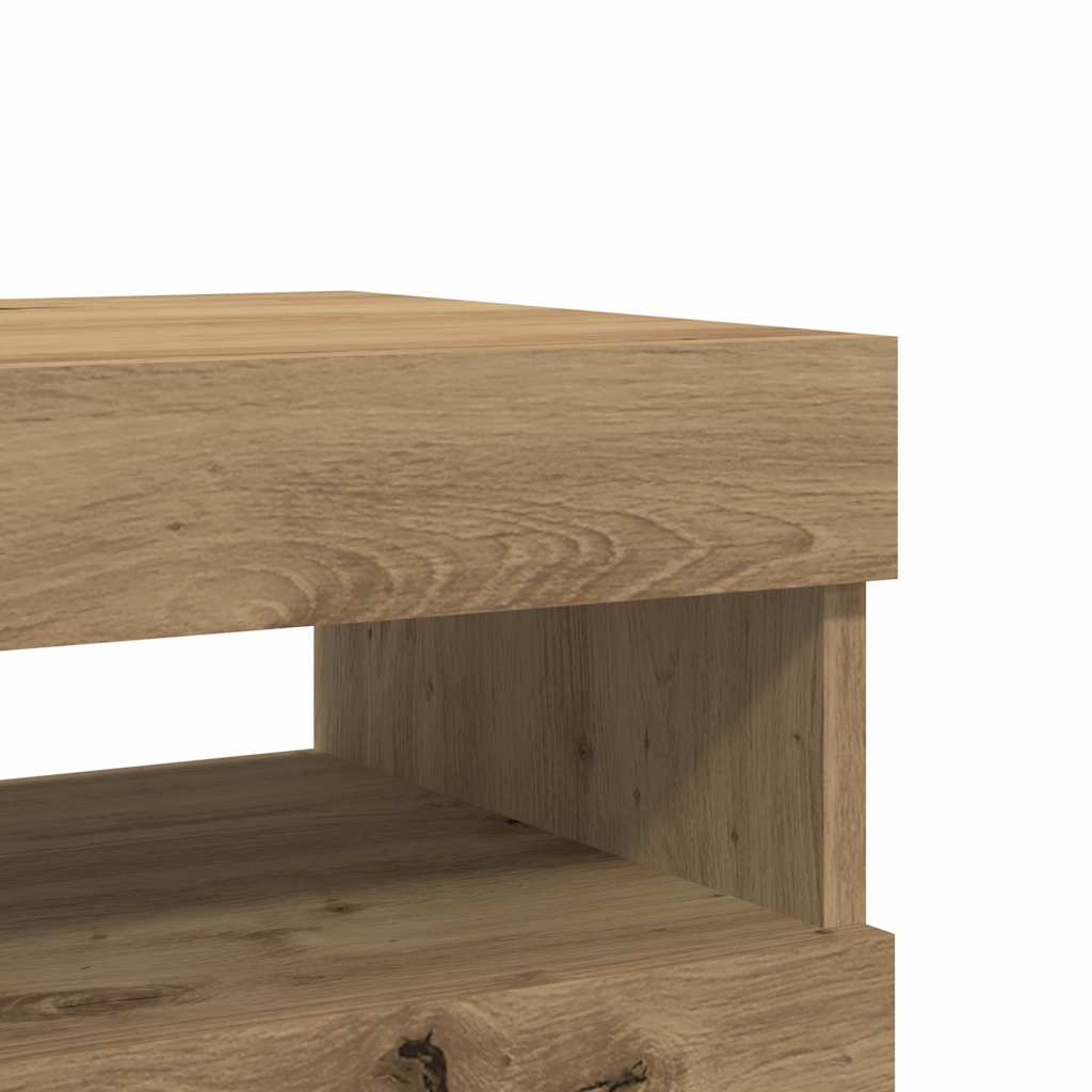 Meubles TV avec lumières LED 2 pièces en bois de chêne artisanal.