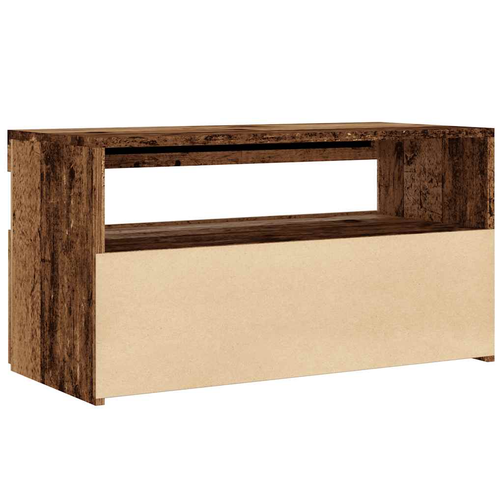 Meuble TV avec lumières LED aspect bois vieilli 75x35x40 cm