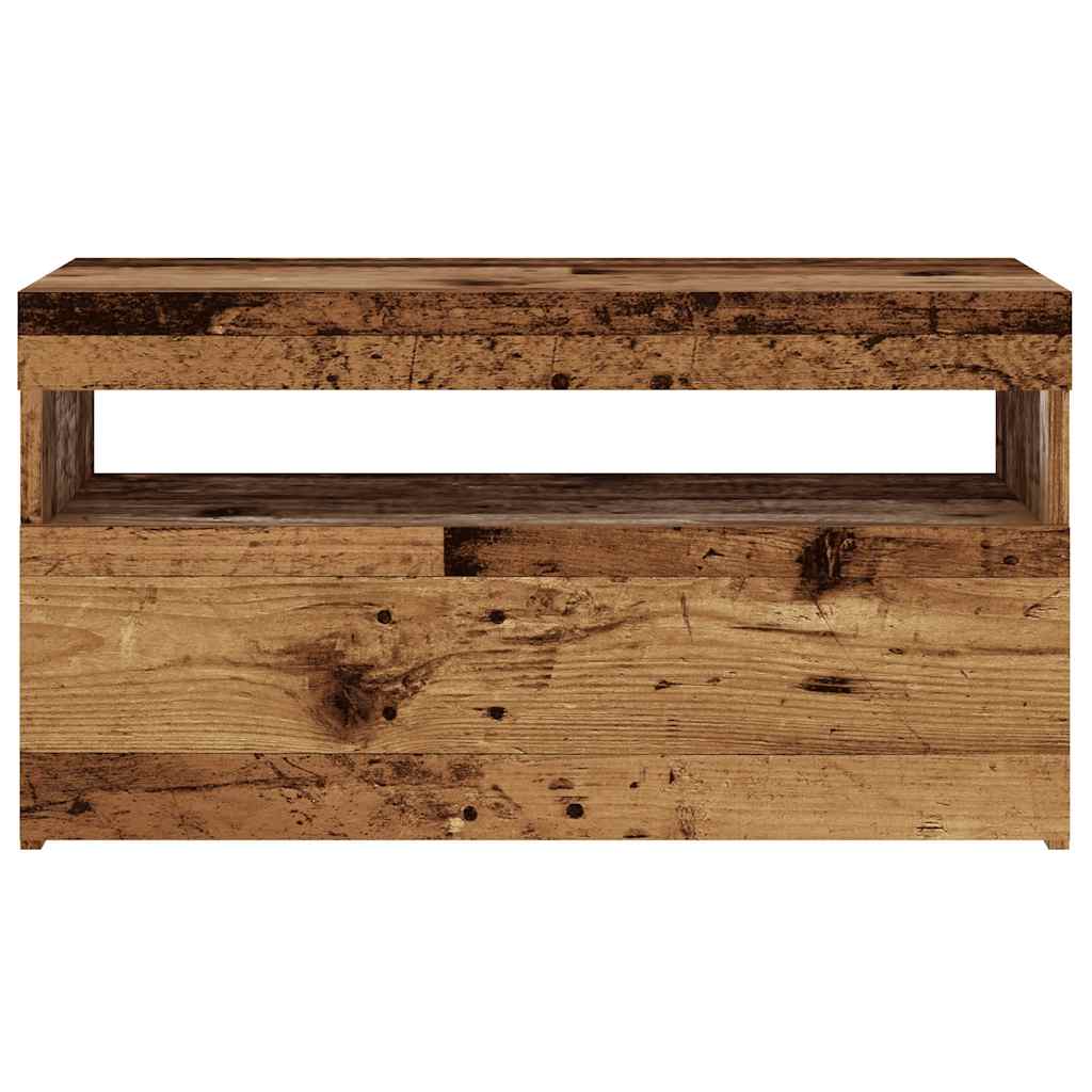 Meubles TV avec lumières LED 2 pièces aspect bois de récupération en bois.