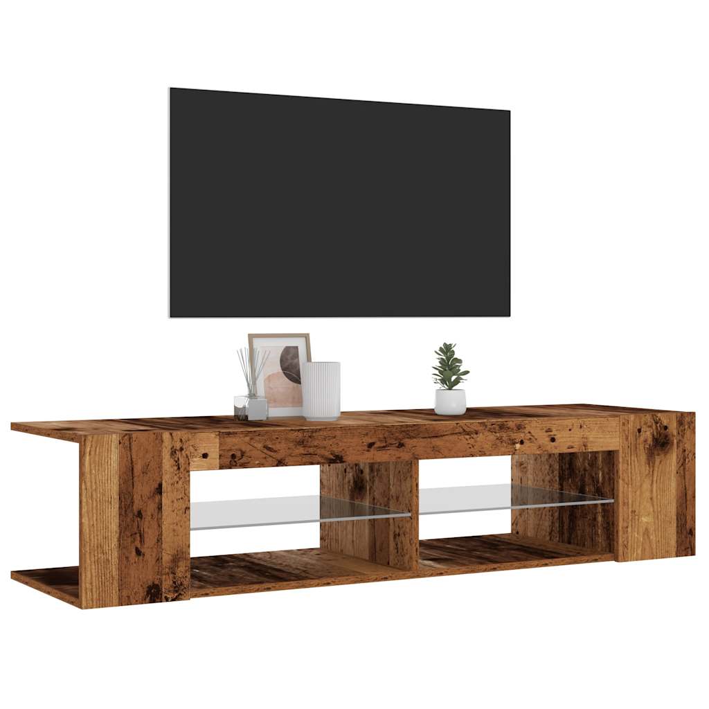 Meuble TV avec lumières LED aspect bois vieilli 135x39x30 cm