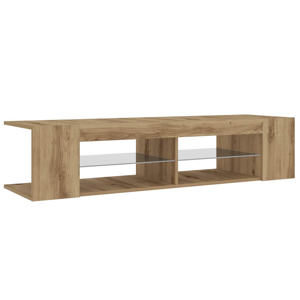 Meuble TV avec lumières LED Chêne artisanal 135x39x30 cm