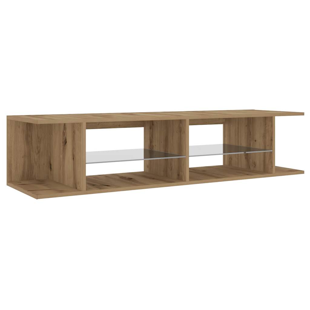 Meuble TV avec lumières LED Chêne artisanal 135x39x30 cm