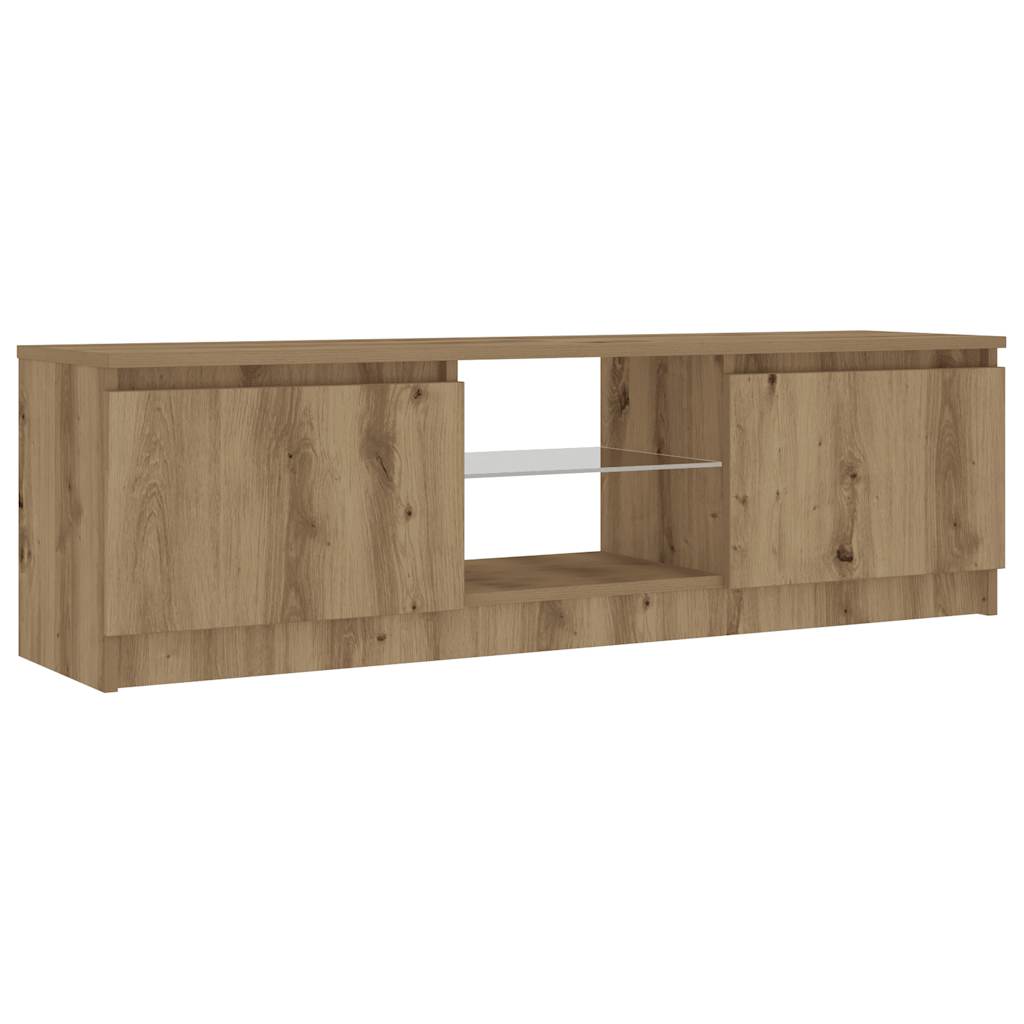 Meuble TV avec lumières LED Chêne artisanal 120x30x36 cm