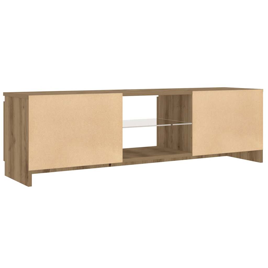 Meuble TV avec lumières LED Chêne artisanal 120x30x36 cm