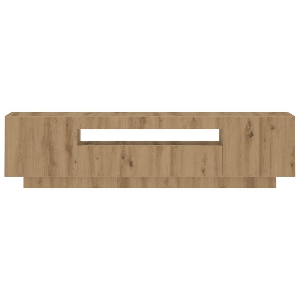 Meuble TV avec lumières LED Chêne artisanal 160x35x40 cm