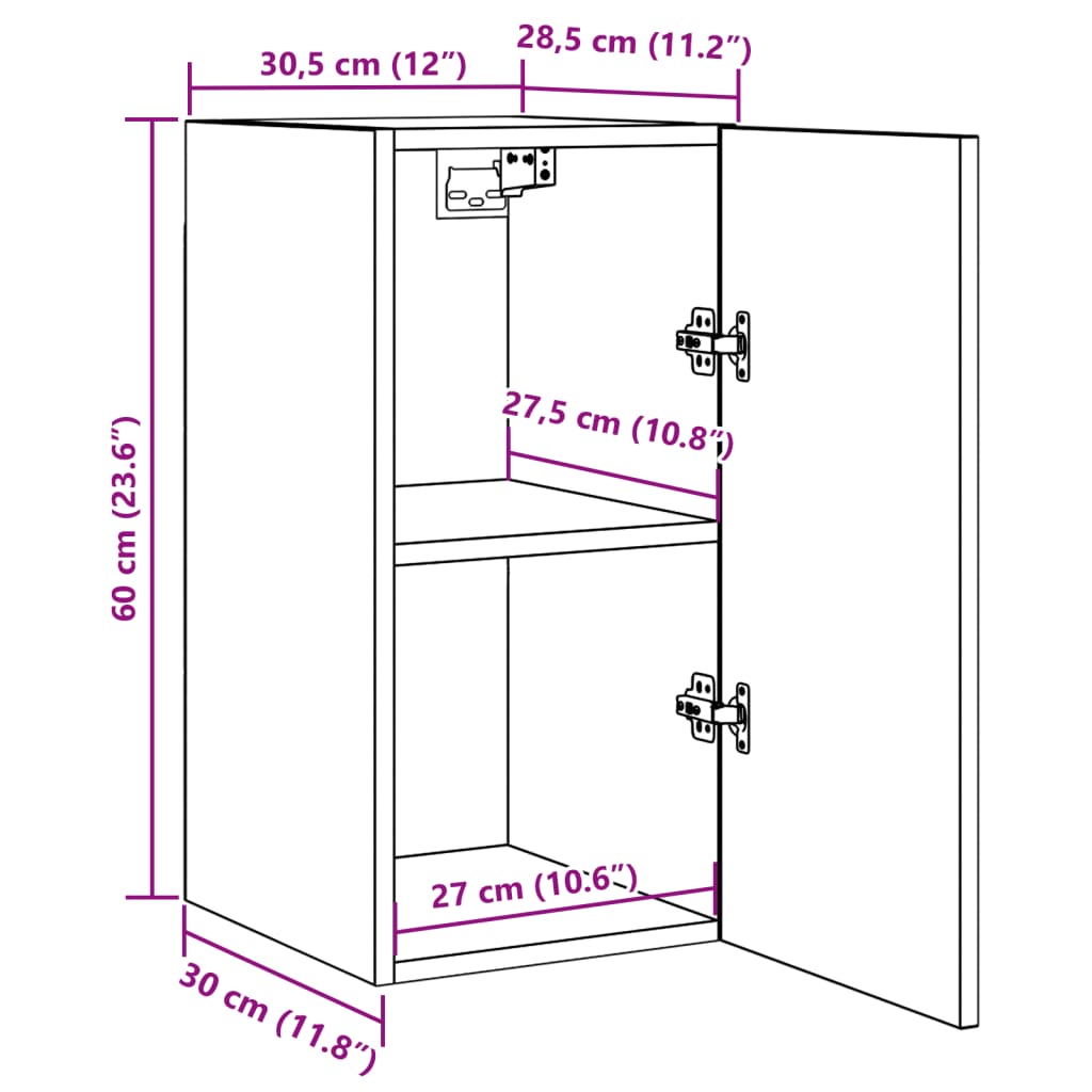 Meuble TV aspect bois de récupération 30,5x30x60 cm en bois