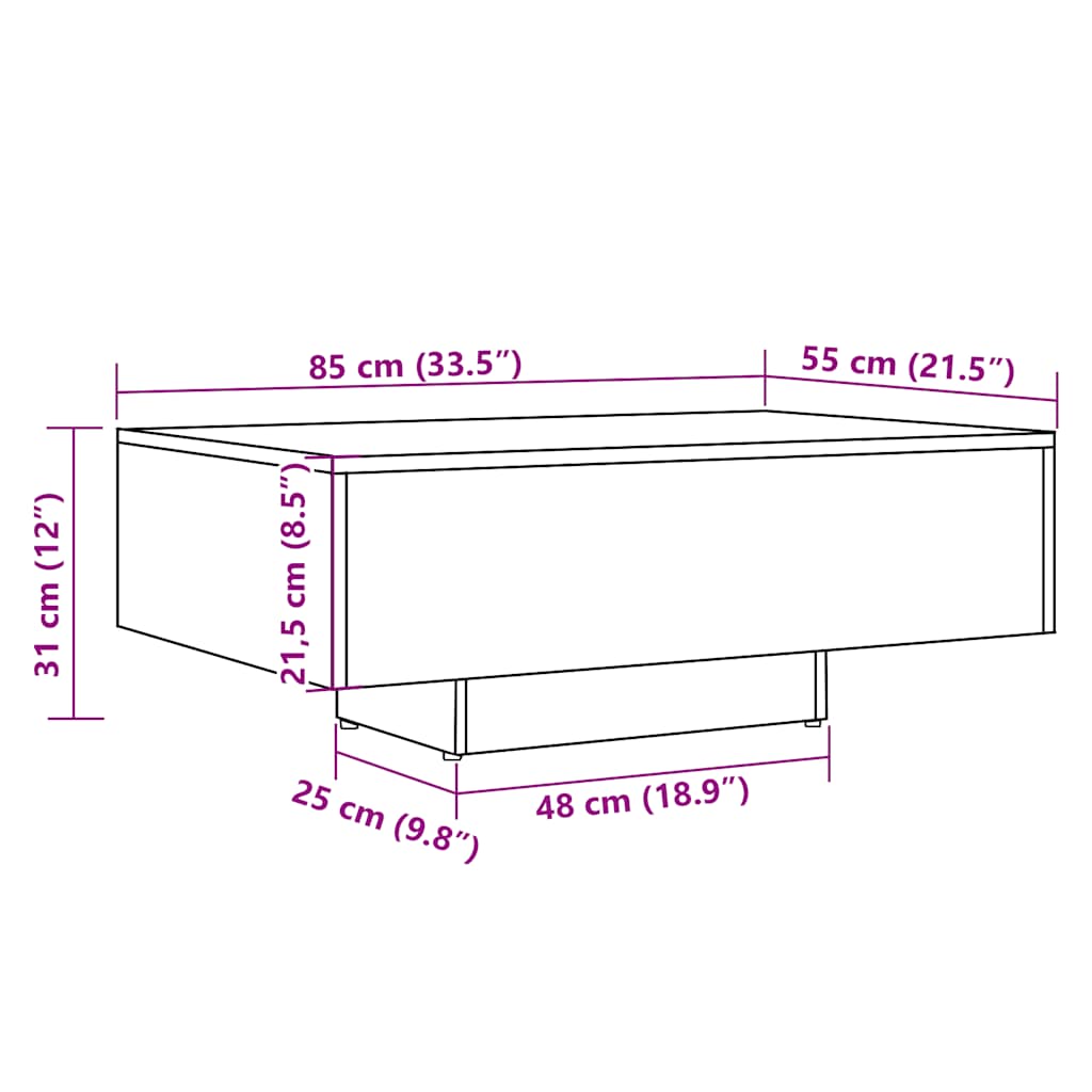 Table basse aspect bois de récupération 85x55x31 cm en bois