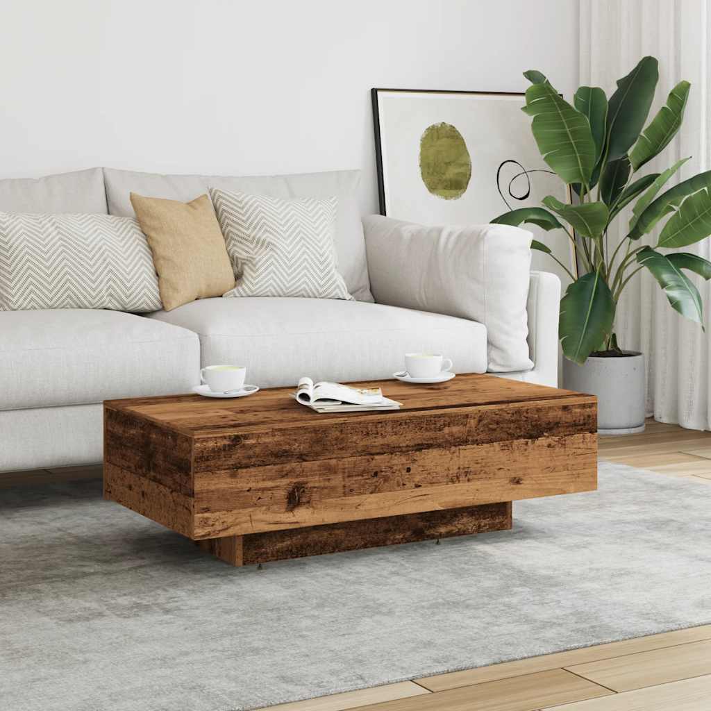 Table basse aspect bois de récupération 100x49,5x31 cm en bois