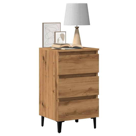 Bedside table with metal legs Artisan oak 40x35x69 cm