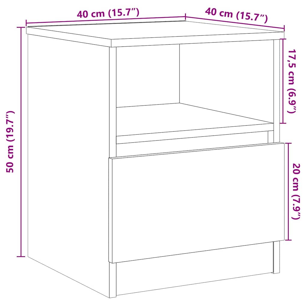 Bedside tables 2 pcs. Artisan oak 40x40x50 cm wood material